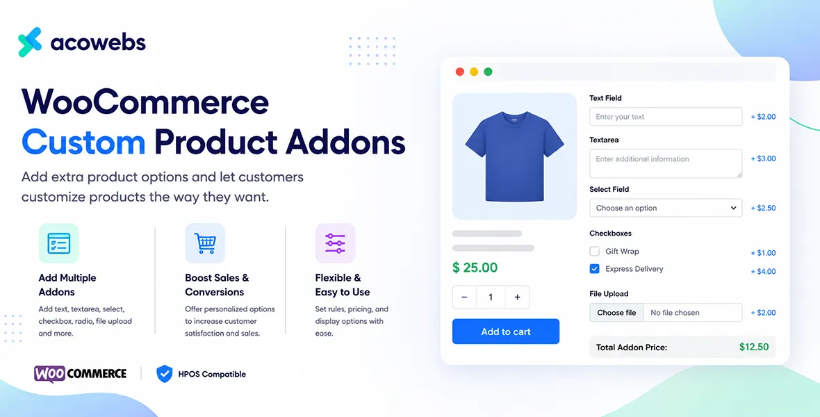Acowebs WooCommerce Custom Product Addons