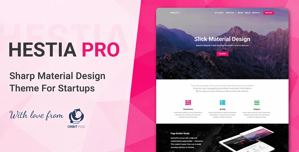 Hestia Pro Modern Material Design Theme