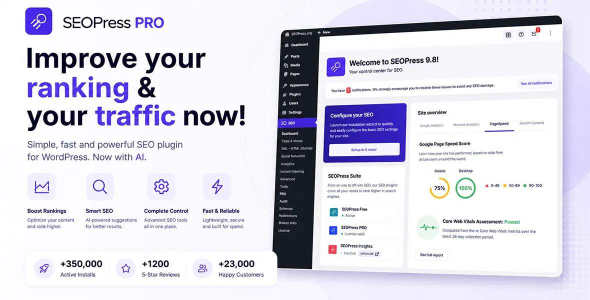 SEOPress PRO Improve Your Traffic!