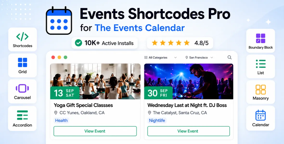 Events Shortcodes Pro For The Events Calendar