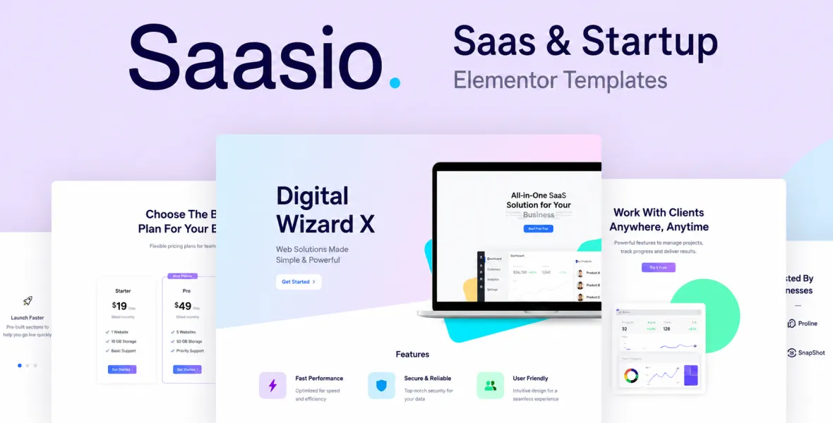 Saasio Saas & Startup Elementor Templates