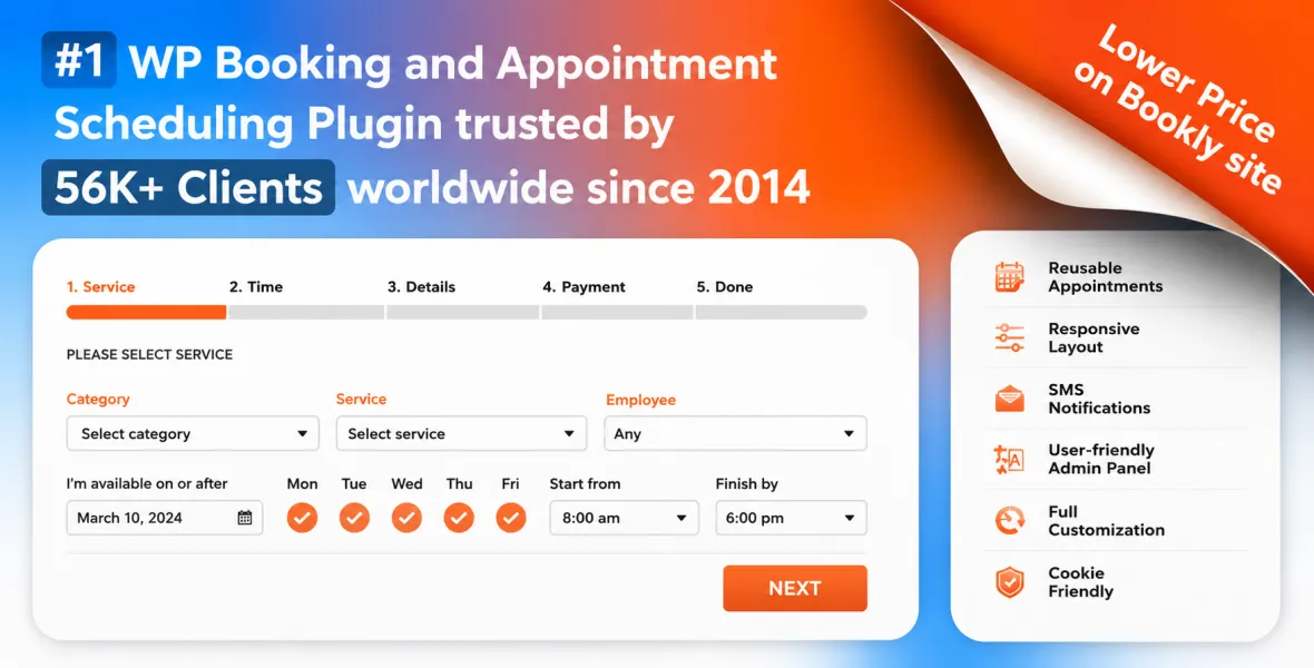 Bookly PRO – Appointment and Scheduling