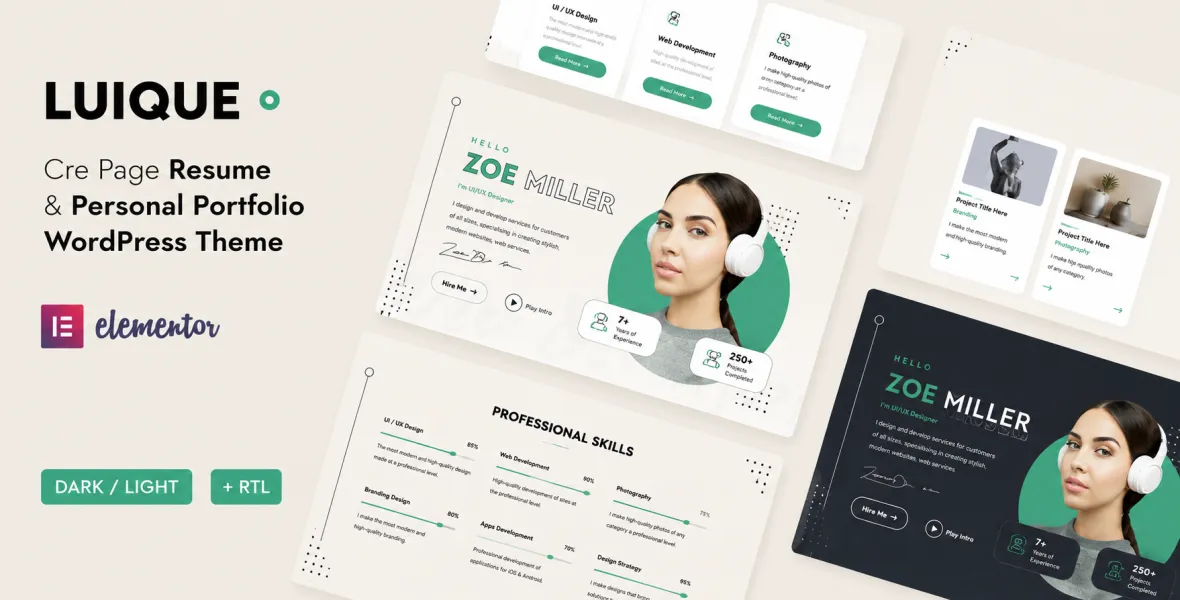Luique Personal Portfolio WordPress Theme