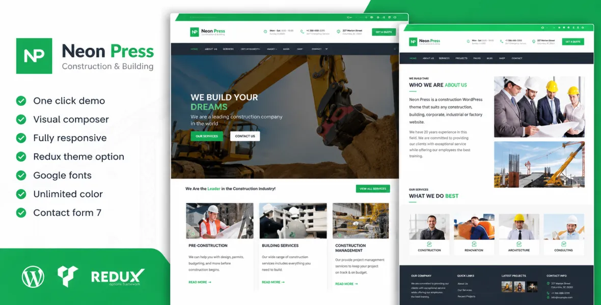 NeonPress Business Construction WordPress Theme