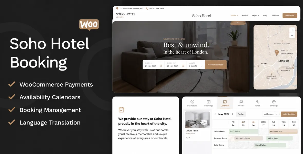 Soho Hotel Booking Calendar For WordPress
