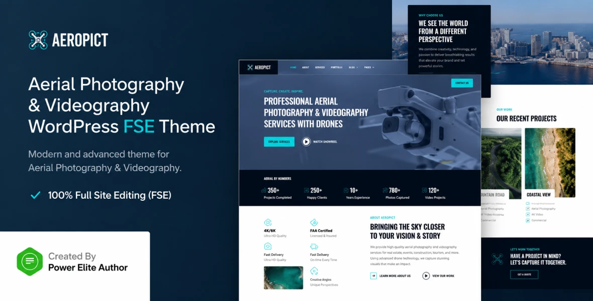 Aeropict – Drone Aerial Photography & Videography Gutenverse FSE WordPress Block Theme