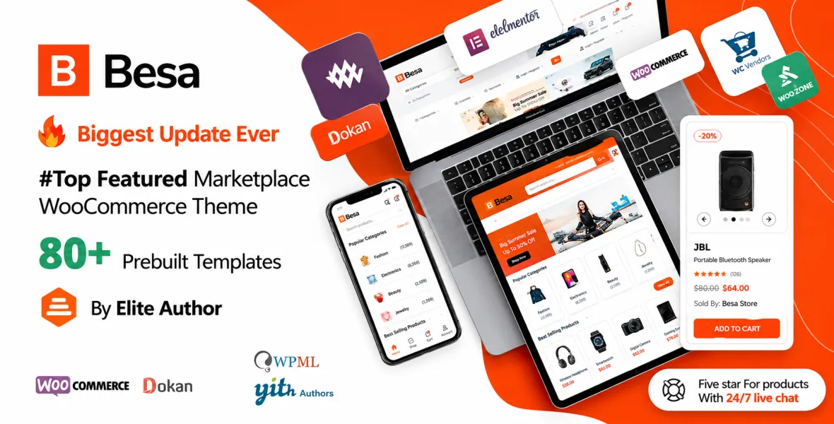 Besa Elementor Marketplace Woo Theme