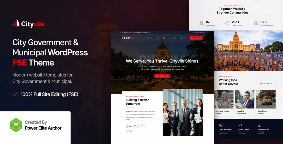 Cityvile – City Government & Municipal Gutenverse FSE WordPress Block Theme