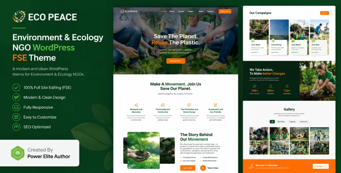 EcoPeace – Environment & Ecology NGO Gutenverse FSE WordPress Block Theme