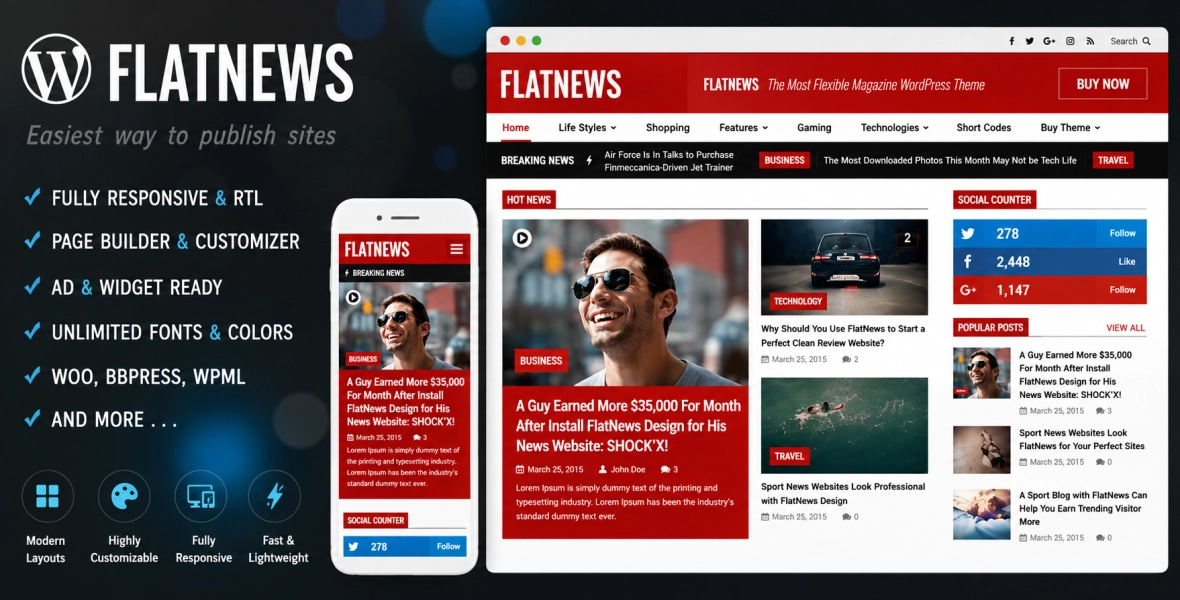 FlatNews Responsive Magazine WordPress Theme