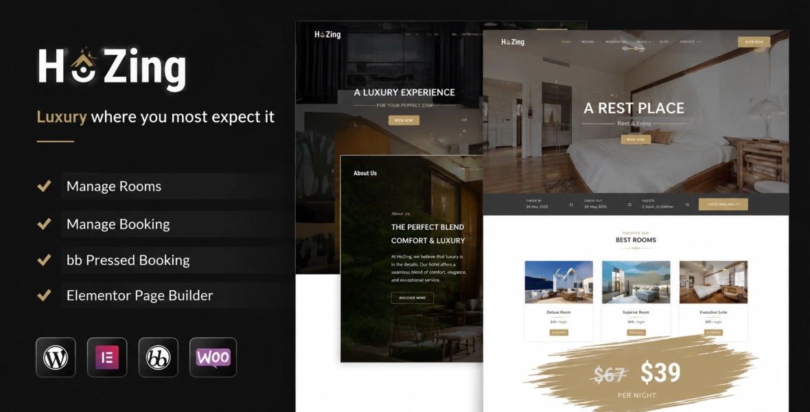 Hozing Hotel Booking WordPress Theme