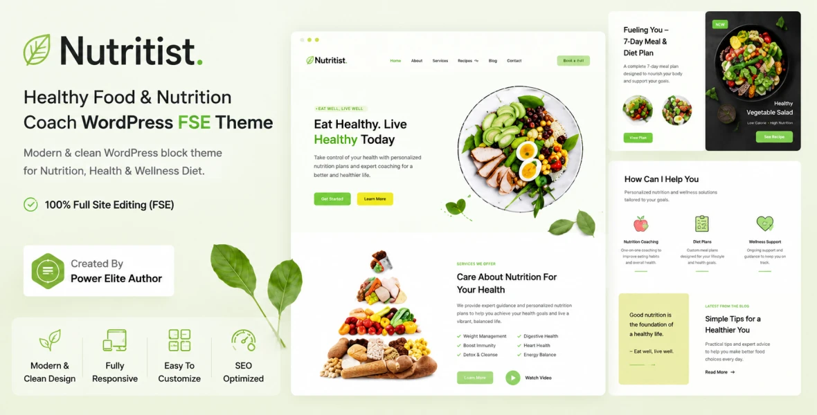 Nutritist – Healthy Food & Nutrition Coach Gutenverse FSE WordPress Block Theme