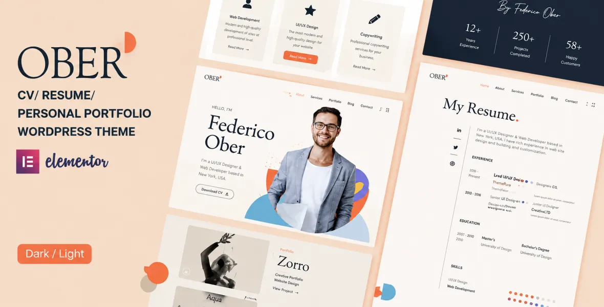 OBER Personal Portfolio Resume WordPress Theme