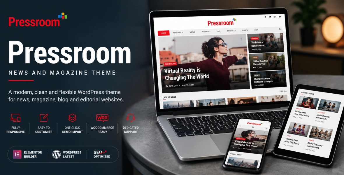 Pressroom News and Magazine WordPress Theme