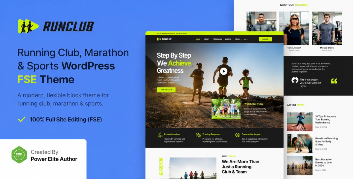 Runclub – Running Club, Marathon & Sports Gutenverse FSE WordPress Block Theme