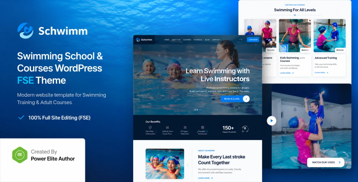 Schwimm – Swimming School & Course Gutenverse FSE WordPress Block Theme