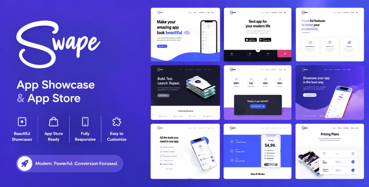 Swape App Showcase & App Store Theme