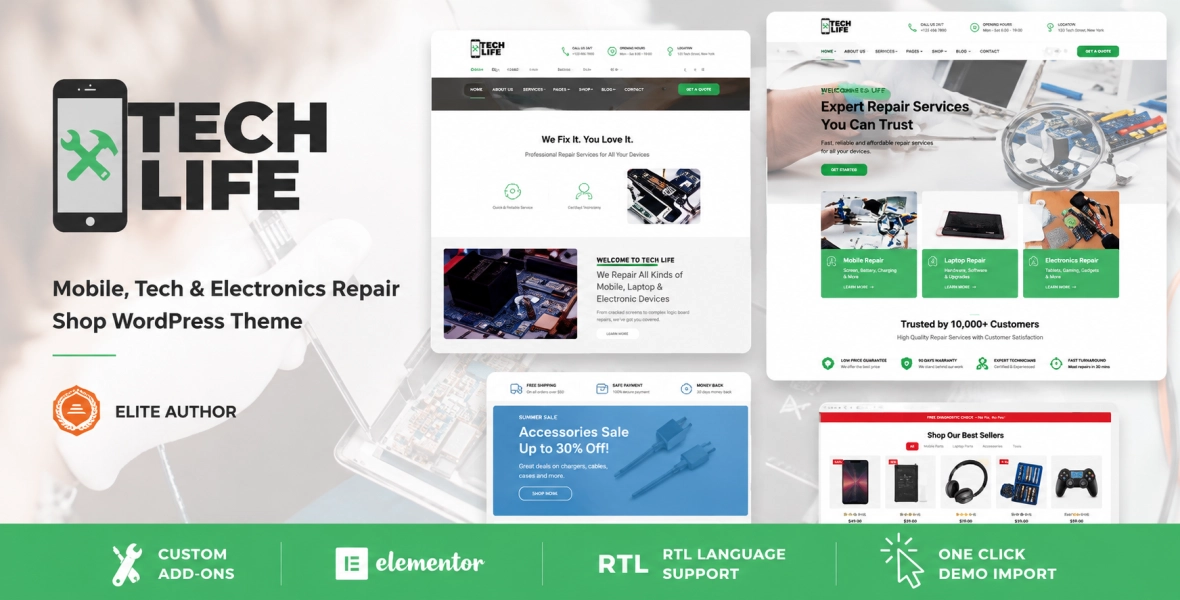 TechLife Mobile, Tech & Electronics Repair Shop Theme