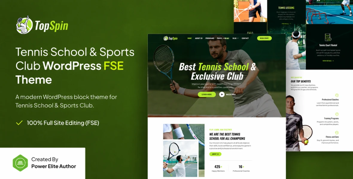 TopSpin – Tennis School & Sports Club WP Theme