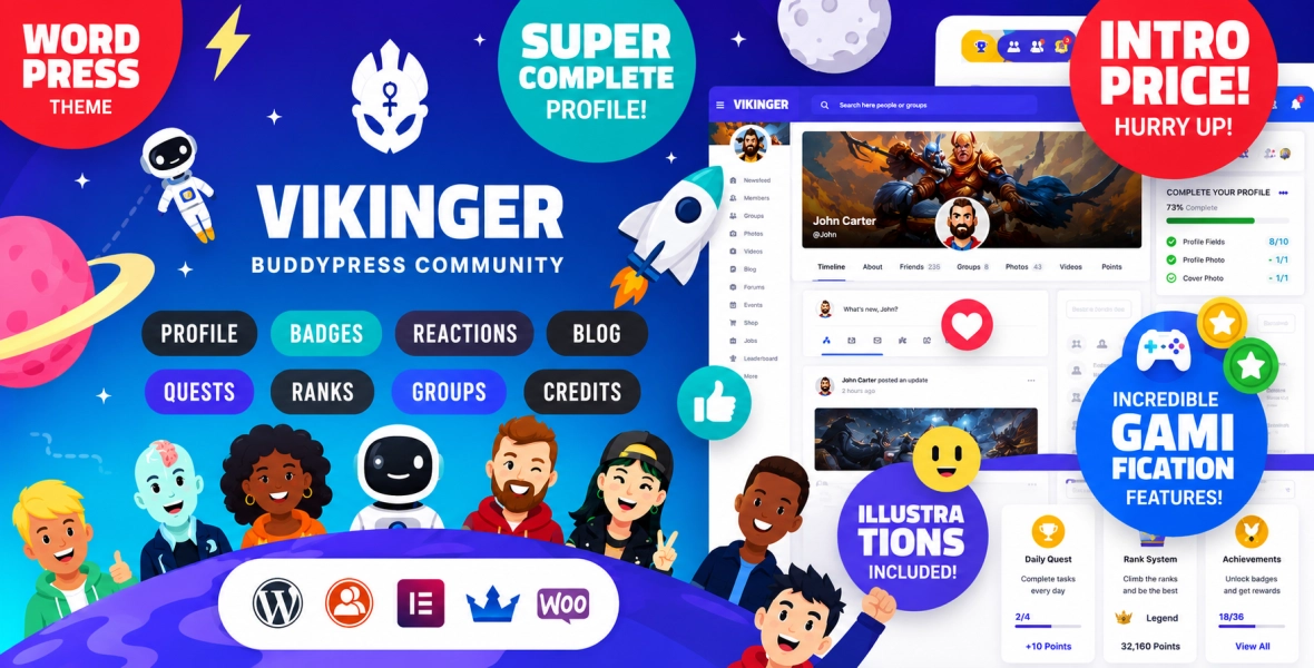 Vikinger BuddyPress and GamiPress Community
