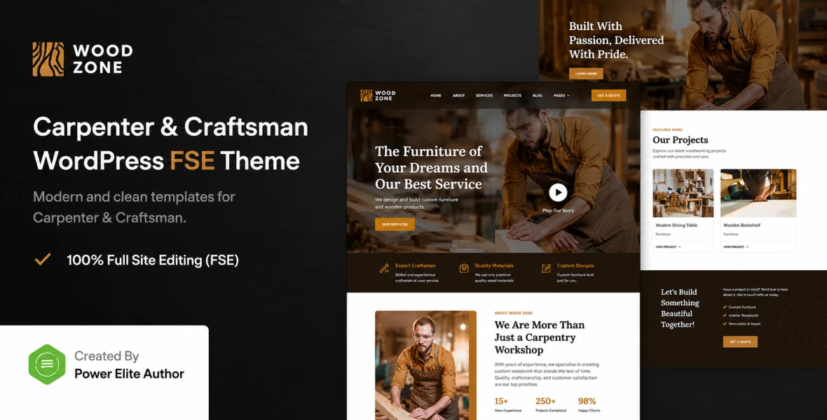 Woodzone – Carpenter & Craftsman Gutenverse FSE WordPress Block Theme